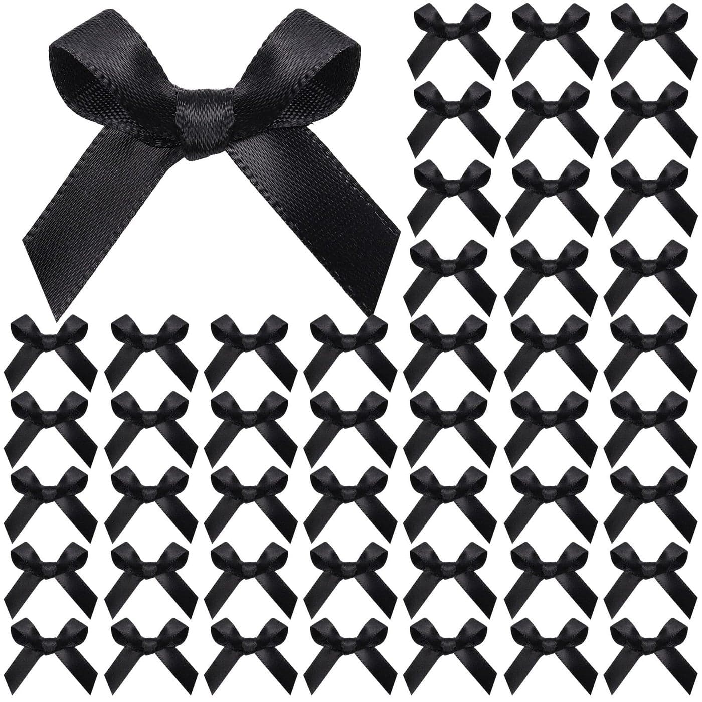 YGDZ 50 PCS Mini Black Bows Small Stain Ribbon Black Bow for Cake Tiny Bows for Crafts Bow Decorations for Party Favors Balloons
