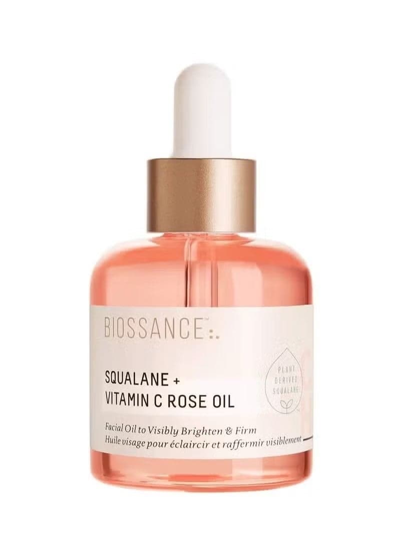Squalane + Vitamin C Rose Oil,Facial Oil to Visibly Brighten, Hydrate, Firm and Reveal Radiant Skin 30ml
