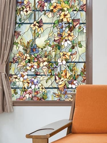 Artscape Trellis | Privacy Window Film with Vibrant Colored Pattern | Non-Adhesive & UV Protection | Easy to Apply & Removable | 24 x 36 Inches | Made in USA