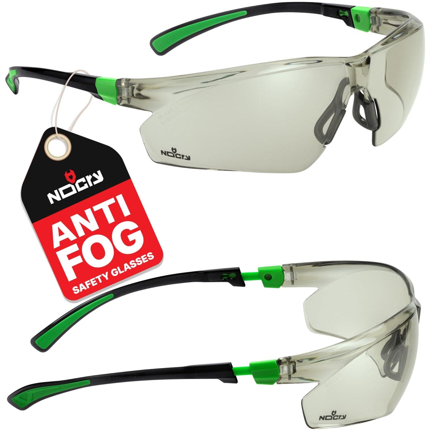 NoCry Tinted Safety Glasses for Men and Women with AntiFog and Scratch Resistant WrapAround Lenses Adjustable Temples and Nose Pads 100 UV Resistant ANSI Z871 Certified Protective Eyewear