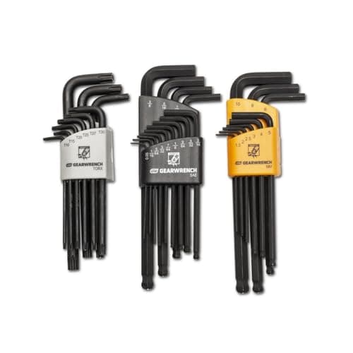 GEARWRENCH 31 Piece Magnetic Long Ball End SAEMetricTorx Hex Key Set 83527 Large