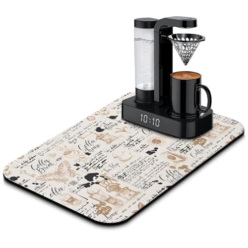 Kuyig Home Coffee Bar Mat, 19inx12in, Absorbent, Anti-Slip, Fits Under Coffee Machine, Dish Drying Mat for Kitchen Countertops