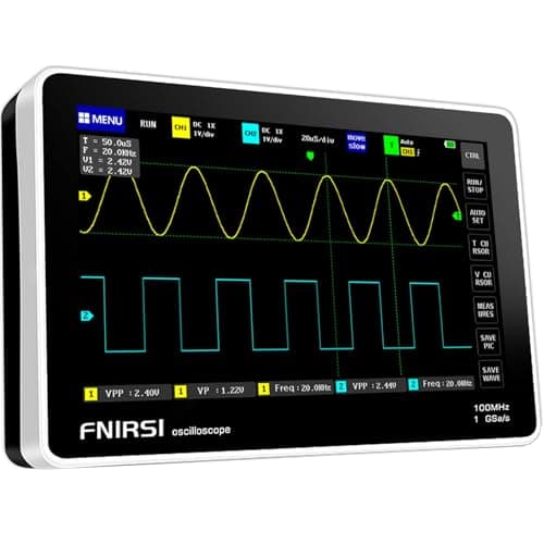 FNIRSI 1013D Oscilloscope - Handheld Tablet Oscilloscope, Portable Digital Storage Oscilloscope Kit 2 Channels 100Mhz Bandwidth 1GSa/s Sampling Rate 7" TFT LCD Touch Screen