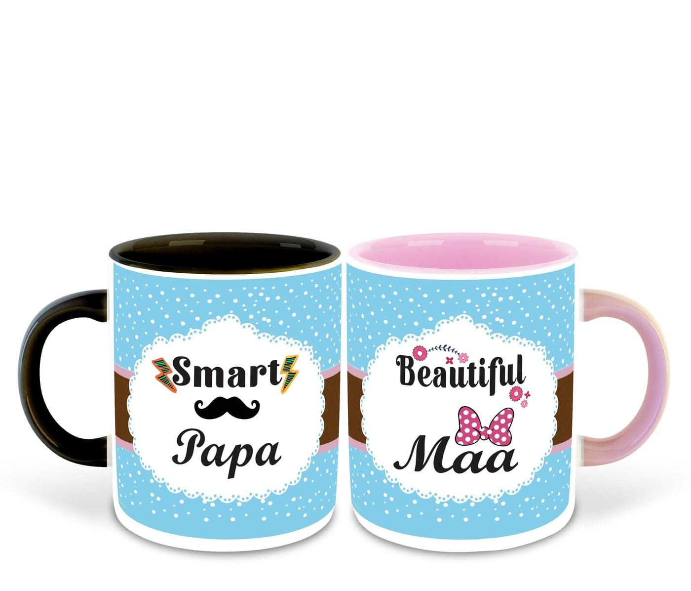 WHATS YOUR KICK Papa and Mummy Inspired Black & Pink Inner Colour Set of 2 Coffee Mug- Mom Dad, Mothers Day, Fathers Day, Couple Quotes, Happy Birthday, Relation, Unique Gifts (Papa & Mummy)