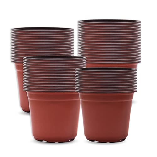 HOSTIC 8 Inch Nursery Pot Seedling Pot Plant Container Seed Starting Pots Multipurpose Plastic Pots 100 Packs