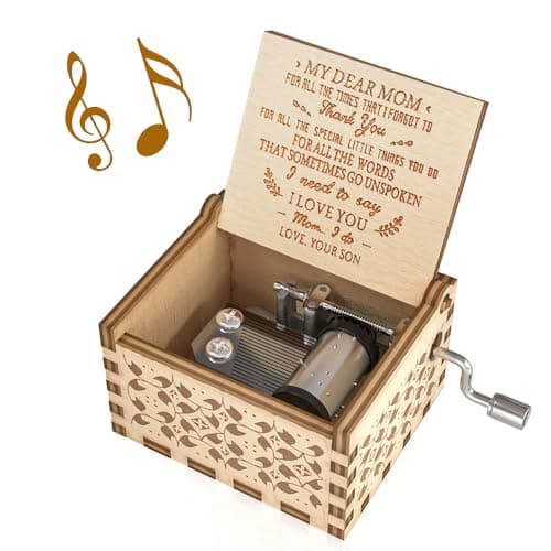 You are My Sunshine Music Box, Gift for Mom from Son, Wood Laser Engraved Vintage Music Boxes, Unique Best Gift for Mother's Day, Birthday/Christmas (Son to Mom)