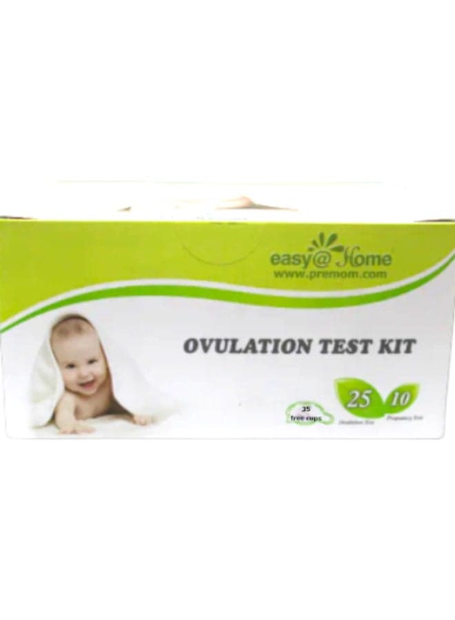 Ovulation & Pregnancy Test Strips Kit: Easy@Home 25 Ovulation Tests 10 Pregnancy Tests & 40 Large Urine Cups - Powered by Premom Ovulation APP | 25LH + 10HCG + 35 Urine Cups