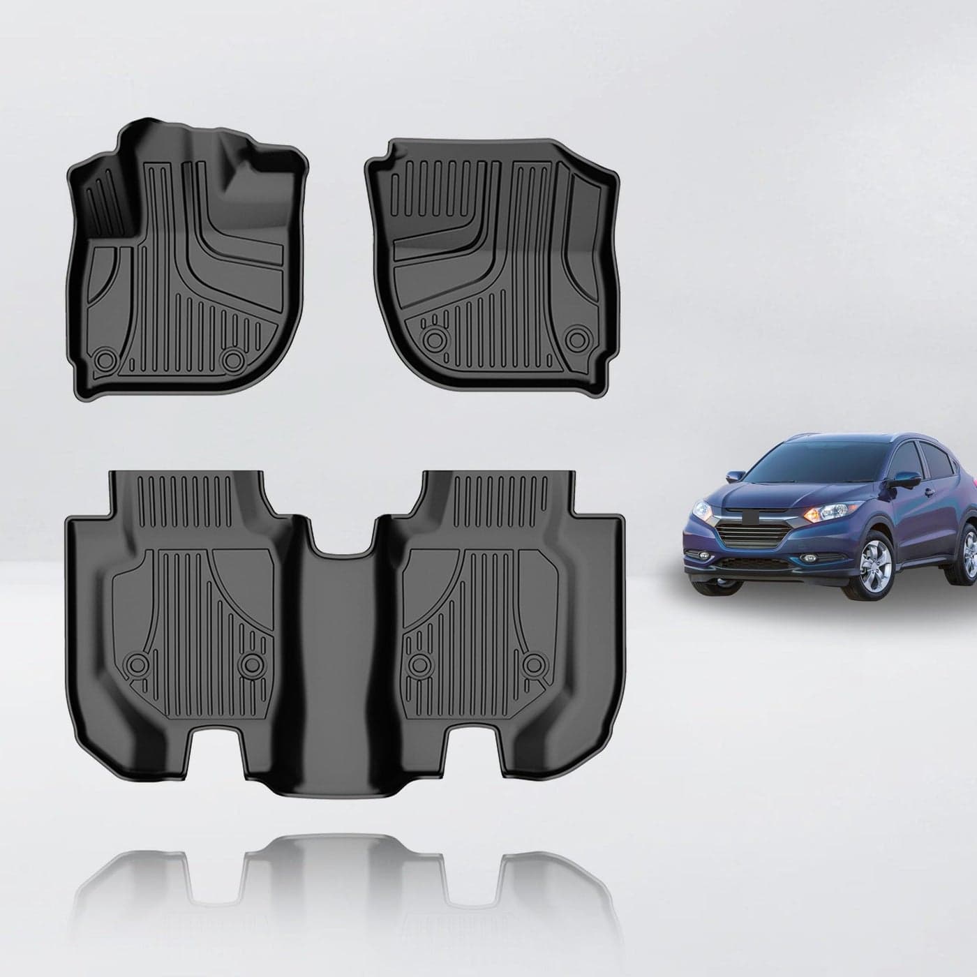 Floor Mats Fit for Honda HRV HRV 20162022 Front and Rear Row Liner Automotive Floor Mats AllWeather Protection TPE Car Floor Liners HRV Accessories Black