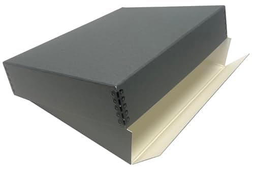 Lineco Museum Storage Box, Archival Acid-Free Buffered Drop Front Design with Metal Edges, 11x14x3 Inches, Photo Organizer Preservation Box, Gray