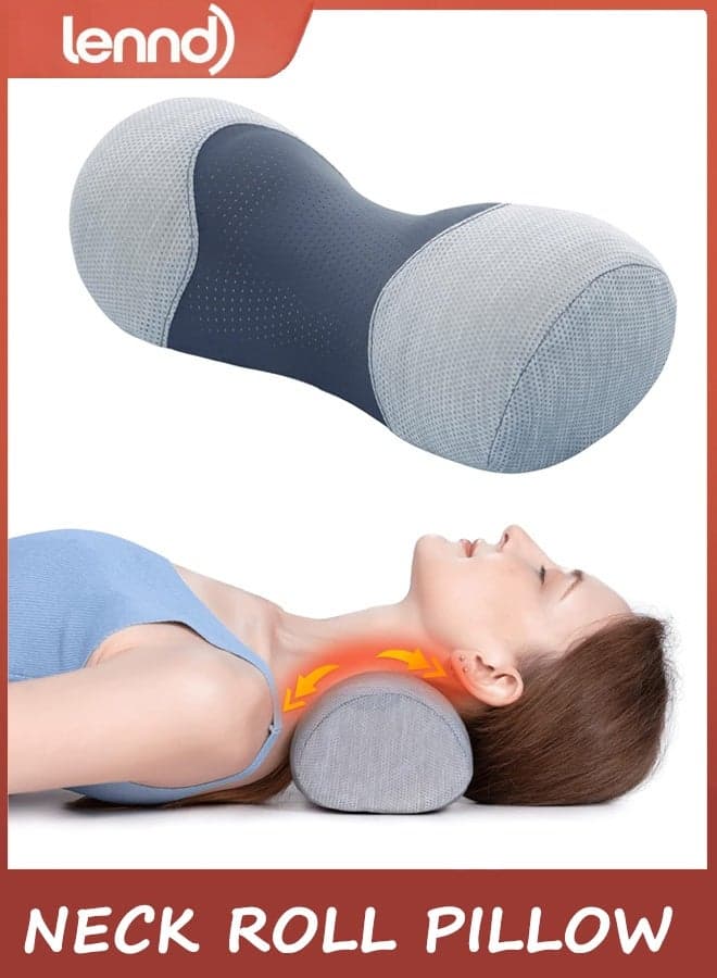 Small Neck Roll Pillow,Say Goodbye to Neck Pain, Cervical Memory Foam Pillow for Tension Muscle Relief, Contour Support, Shoulder Pain Relaxer with Breathable Pillowcase, Odorless