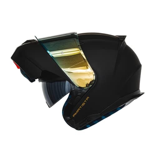 HAX Amatista Modular Flip-Up Dual Visor Motorcycle Helmet - DOT/ECE Approved, Lightweight, Comfortable, and Stylish Helmet for Men and Women (Matte Black L)