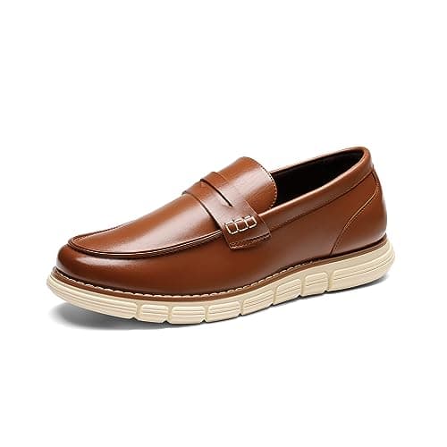 Bruno Marc Men's Casual Dress Shoes Slip-on Lightweight Penny Loafers EZFlex GlideBreeze,Size 8,Brown,SBLS2349M