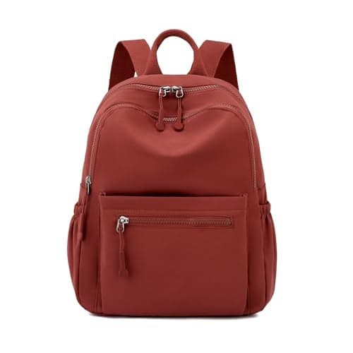 Tanweibago Mini Nylon Women Backpacks,11L Small Ladies backpacks Casual Lightweight Women Shopping Travel Daypack (Z1-brick red)
