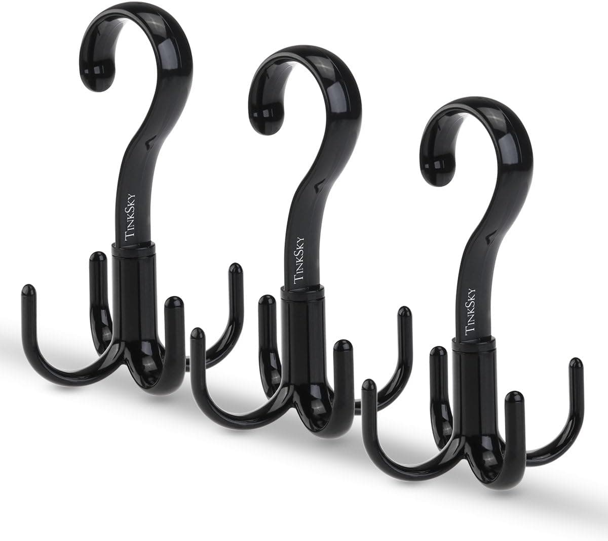 TinkSky Belt Hanger Scarf Tie Rack Holder Hook for Closet Organizer 360 Degree Rotating 3 Pack