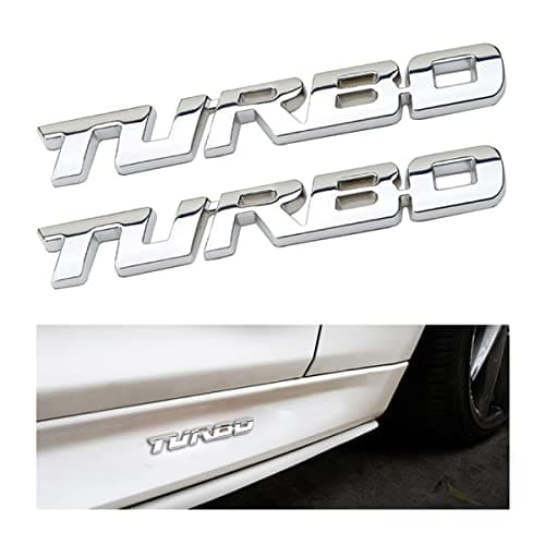 AICEL Turbo Car Emblem 2 PCS 3D Metal Turbo Badge for Auto Side Body Fender Trunk Automotive Replacement Decoration Decal Sticker Tailgate Letter Nameplate for All Cars Truck SUV