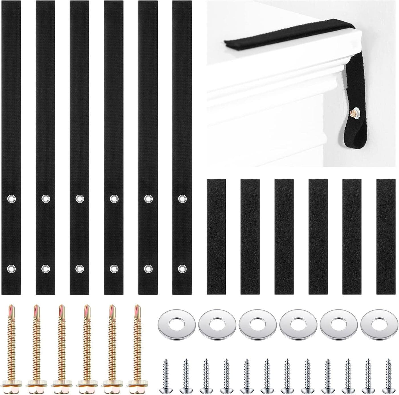 Oudain 6 Sets Anti Tip Furniture Straps Furniture Wall Anchor Straps for Pet Proofing 500 Pound Nylon Strap for Home Dresser Shelves Bookcase TVBlack