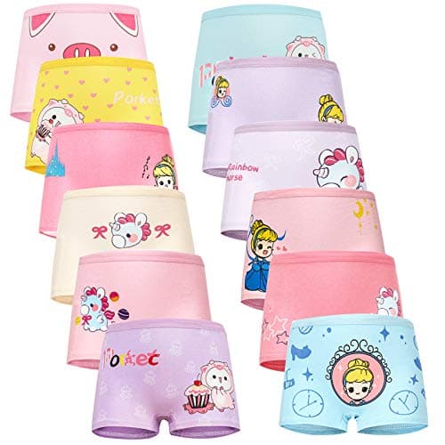 JackLoveBriefs Girls Underwear with 12 Packs Toddler Panties for Girls Multicolor(4-6T, Size L)