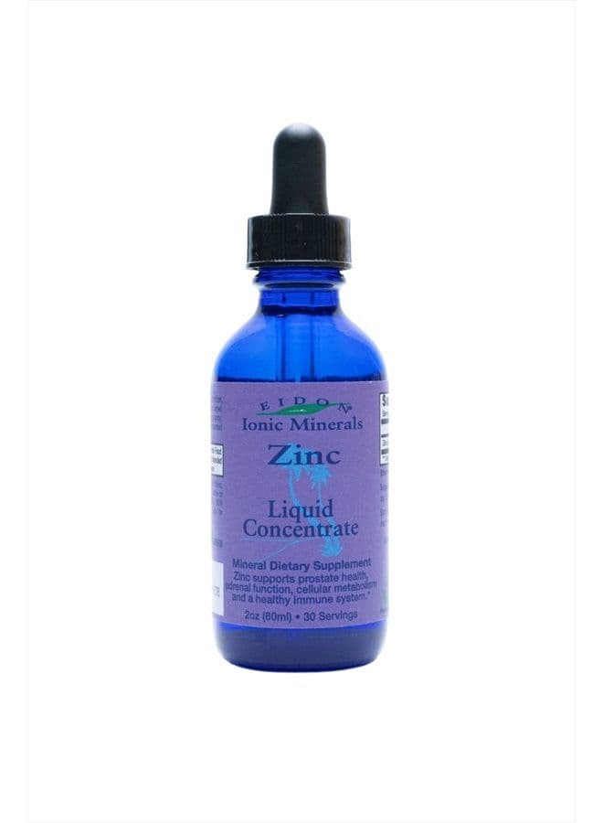 Liquid Zinc Concentrate - Ionic Zinc Drops, Boost Immune System & Mood, Relieves Stress, All-Natural, Vegan, Gluten-Free, No Preservatives or Additive - 2 Ounce Bottle