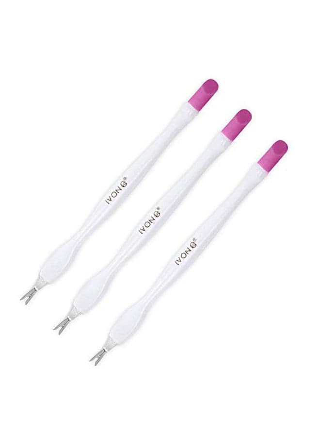 IVON 3 Pack Nail Cuticle Trimmer Pusher Remover Double End White Handle