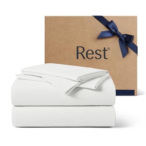 REST® Evercool®+ Cooling Sheet Set, King Size, Arctic White, Breathable Bed Sheets for Hot Sleeper and Night Sweats, with Pillowcases, with Ionic+ Self-Cleaning Silver Yarn for Sensitive Skin, 4PCS