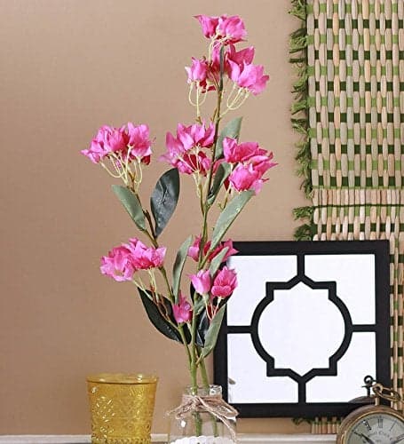 Fourwalls 95cm Tall Beautiful Artificial Bougainvillea Flower Stem Set of 2 Purple