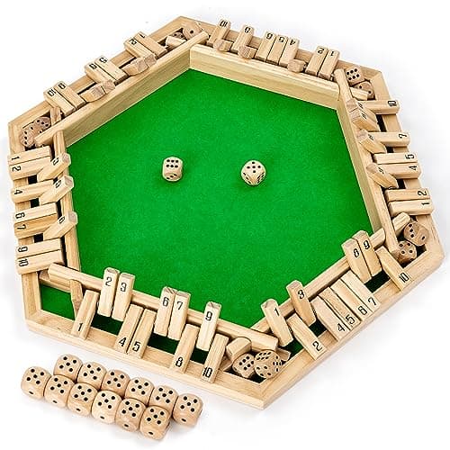 ropoda Shut The Box Game Upgraded 16 Player Wooden Board Games for Adult and Kids Shut The Box Dice Game Addition Training Fun for Family Game Night