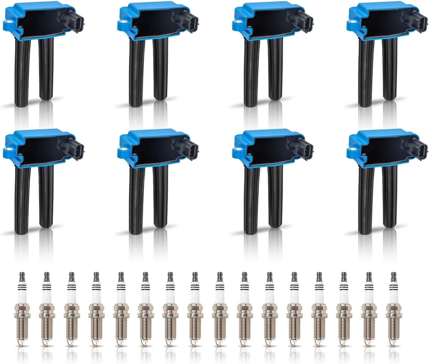 ENA Set of 8 Blue Ignition Coil Pack with 16 Iridium Spark Plugs for Dodge, Jeep, and Chrysler 5.7L Engines