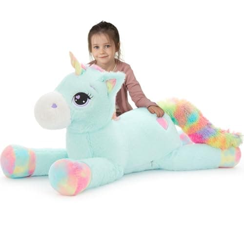 Tezituor 43in Giant Unicorn Plush ToysBig Blue Unicorn Stuffed AnimalsLovely Birthday Decorations for ChildrenGreat Unicorns Gifts for Girls Kids Women Girlfriend Christmas Valentines