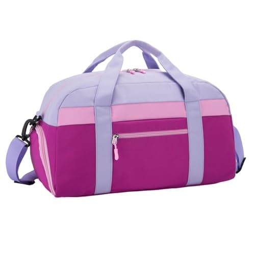 HawLander Kids Duffle Bag for Boys or Girls Fit Sports Practice or Overnight Travel Weekend Purple