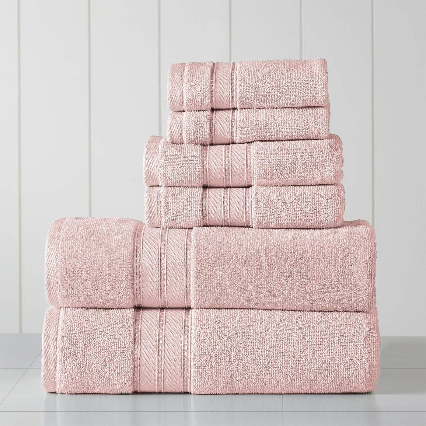 Modern Threads Spun Loft 6Piece 100 Combed Cotton Towel Set Bath Towels Hand Towels Washcloths Super Absorbent Quick Dry 600 GSM Soft Plush Blush