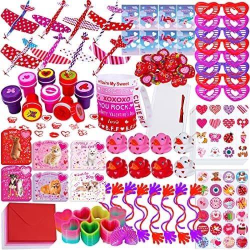 Winlyn 152 Pcs Valentines Day Stationery Toy Assortment Set for Kids Students Party Favors Treats School Classroom Gift Exchange Goodie Bag Stuffers Prizes Rewards Bulk