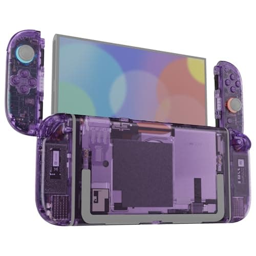 eXtremeRate DIY Replacement Shell Buttons for Nintendo Switch 2, Full Set Rear Back Plate Controller Housing with Button for Switch 2 Handheld Console & Joycon 2 - Deluxe Version - Clear Atomic Purple