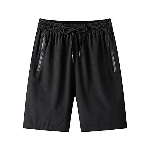 Muaney Men's Gym Workout Shorts Quick Dry Lightweight Athletic Training Running Hiking Jogger with Zipper Pockets(Muaney-MenSportShorts7022-Black05-XXL)