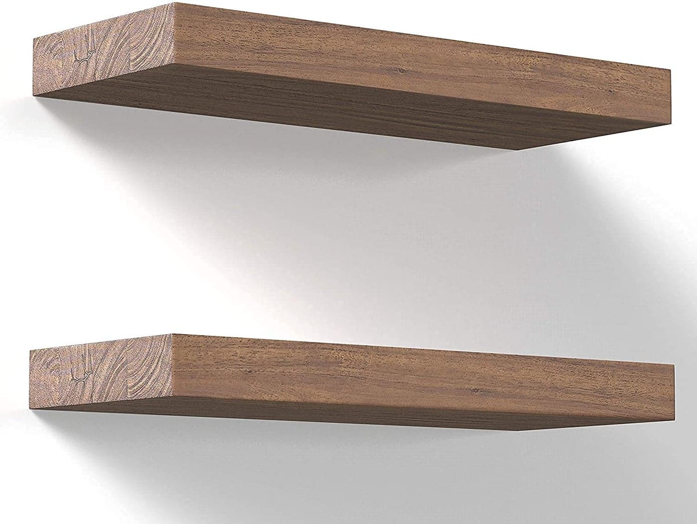 Streema Art Floating Wall Mounted 17Inch Thick Handmade Set of Dark Brown Wooden Shelves Natural Rustic Farmhouse sheesham Wood Sheesham Wood for Kitchen Bathroom Bedroom Decor Set of 2