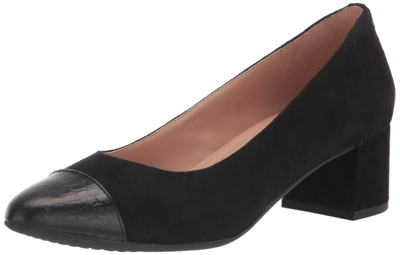 Cole Haan Women's The GO-to Pump 45MM, Black Suede/Black Croc, 5