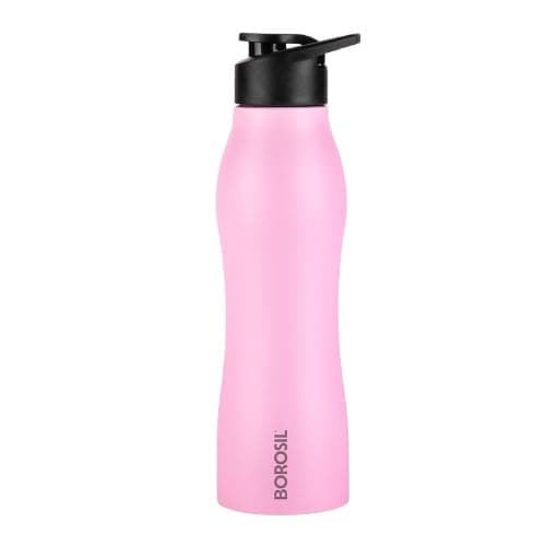 Borosil 950 ml Hydra Grip Go Stainless Steel Water Bottle | ISI Certified, Made in India | Single Wall, Leakproof| Bottle for Office, School, College & Gym | 1 Year Warranty (1, Pink)