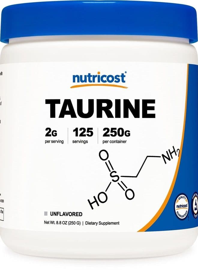 Taurine Powder 250 Grams - 125 Servings, 2000mg Per Serving