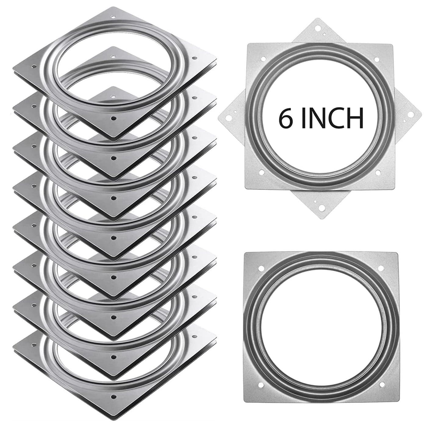 RHBLME 8 Pack Lazy Susan Hardware 6 Inch Silver Lazy Susan Turntable Bearing 516 Thick 500lbs for Turntable Serving Trays Kitchen Storage Racks Craft Table Rotating Bearing Plate