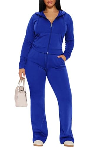CLOCOR Women 2 Piece Outfits Sweatsuit Long Sleeve Zip-Up Hoodie Fall Winter Casual Jogger Sweatsuit Sets with Pocket