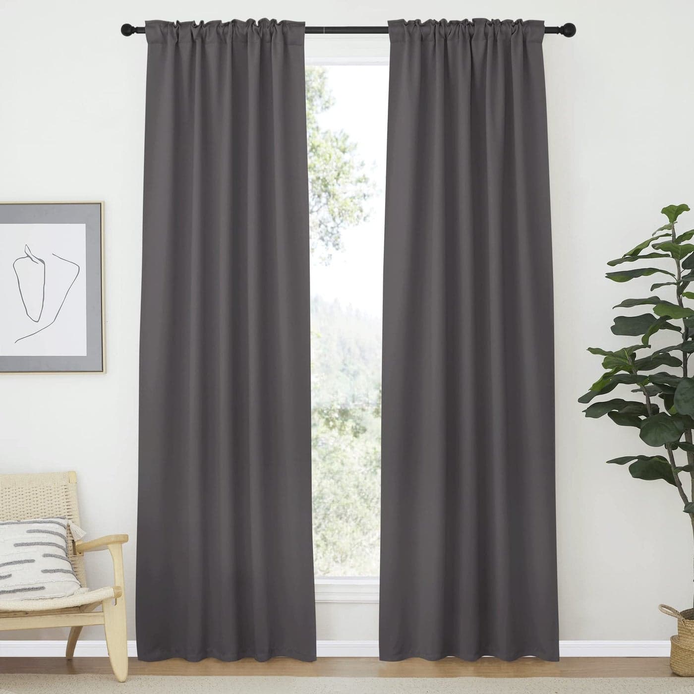 NICETOWN Blackout Curtain Panels Window Draperies Grey Color 42Inch Wide x84Inch Long 2 Pieces Home Decoration Light Noise Reducing Window Covering Room Darkening Drapes for Bedroom