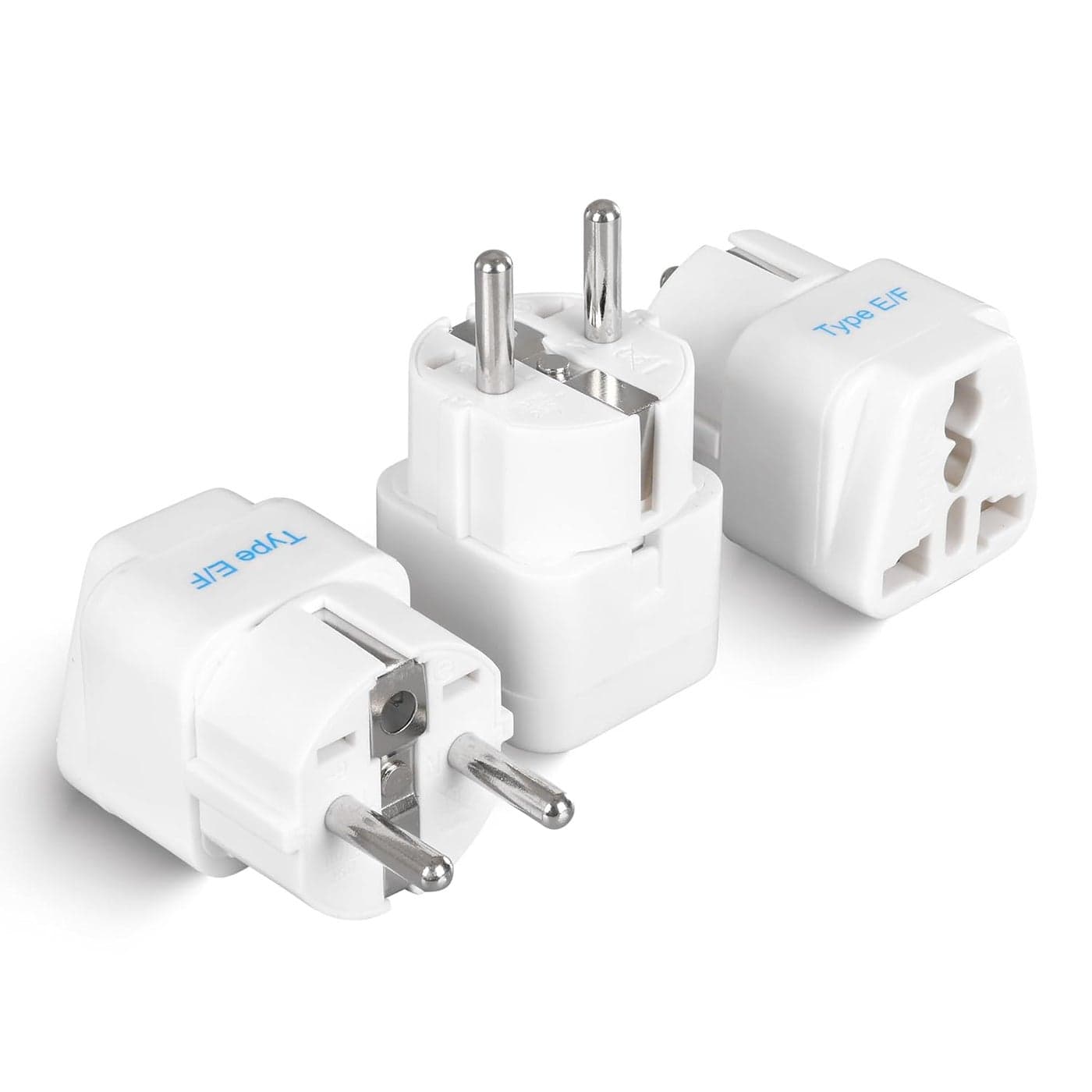 Ceptics Europe Travel Adapter India to Europe Schuko Plug Type EF European Plug Adapter Universal Adapter for Europe Adapter CE RoHS White 3 Pack Lifetime Limited Warranty