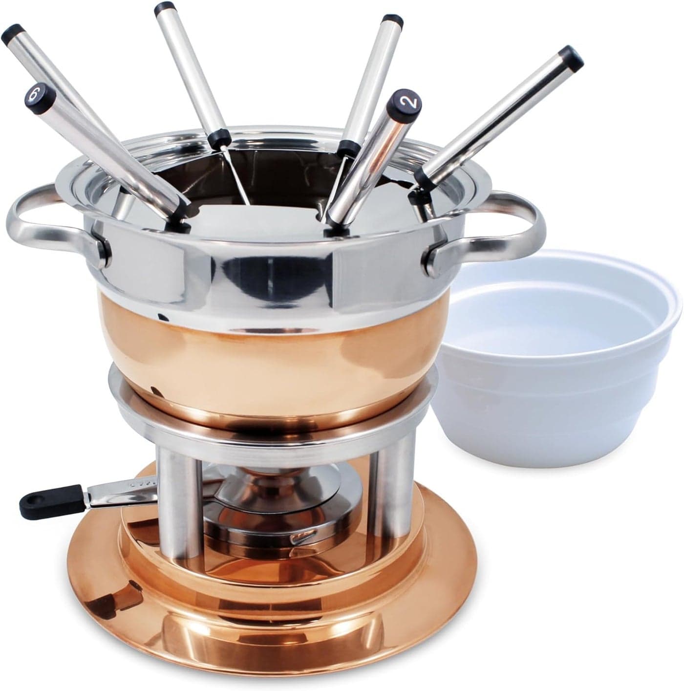 Swissmar Lausanne 11Piece Copper Plated Fondue Set Ideal for Cheese Chocolate Fondue Oil Broth Cooking Perfect for Kitchen Collection Wedding Gifts 18 Liter 19 Quarts