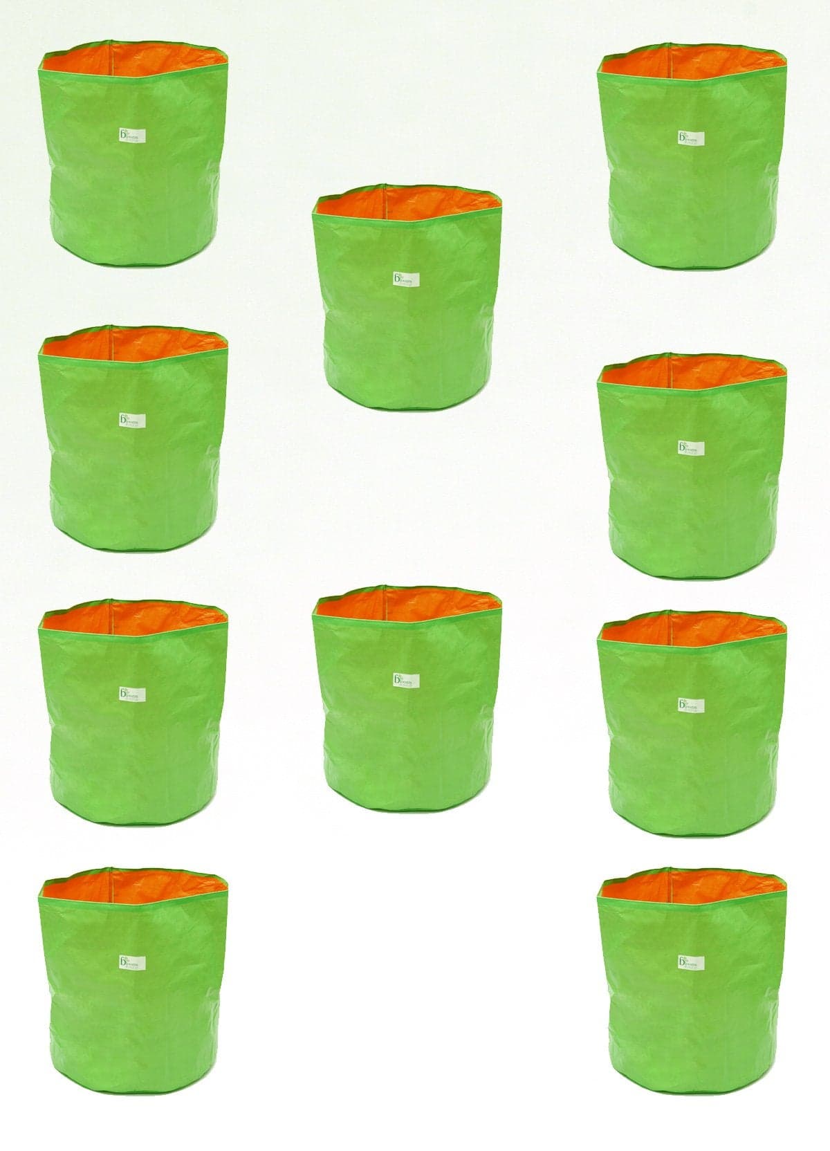 Bio Blooms Agro India Pvt. Ltd.15 X18Inch HDPE Plant Grow Bags for Terrace Gardening | Pack of 4| Green & Orange Color| Outdoor Use|
