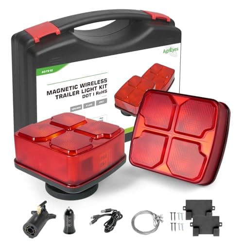 Agrieyes Wireless Trailer Lights Kit for Towing Truck Rechargeable LED Tow Light with Super Magnetic7 Way to 4 Way Transmitter for Boat Trailer Caravan Camper RV