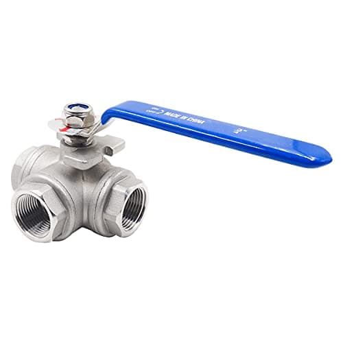 Horiznext 3 Way Valve, 3/4 Ball Valve, 3 Way Ball Valve with 3/4 in NPT Female Threads, Stainless Steel T-Port Valve for Water Tank, Water Line, Irrigation, Fuel Hose and Pipe Fittings, 1 Pc