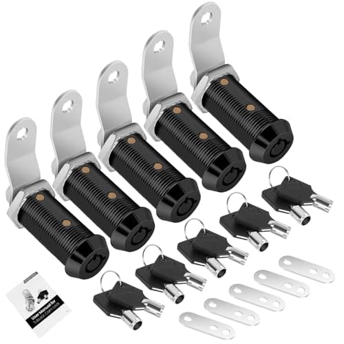 Cylinnda 5 Pack Black Cabinet Lock with Keys 112 RV Storage Locks Keyed Alike RV Locks for Storage Door Camper Toolbox RV Cam Locks with Manual Black 5 Pack 112 Inch
