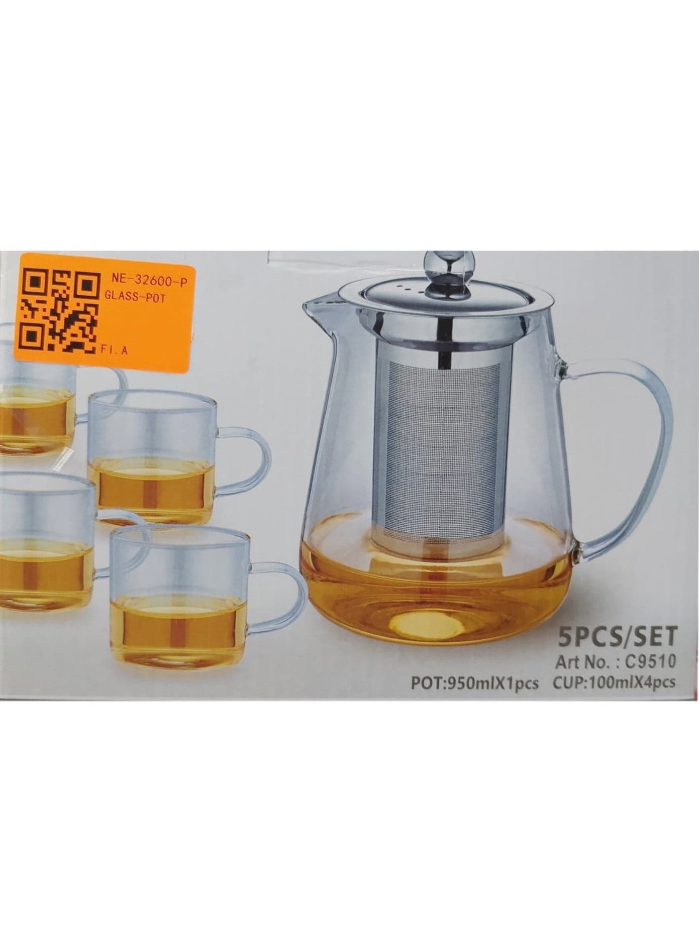 Modern 950ml Glass Teapot with Stainless Steel Tea Infuser and 100ml Glass Cups Set, Designed for Smooth Tea Brewing, Comfortable Pouring, Family Gatherings, Office Meetings, and Daily Tea Enjoyment