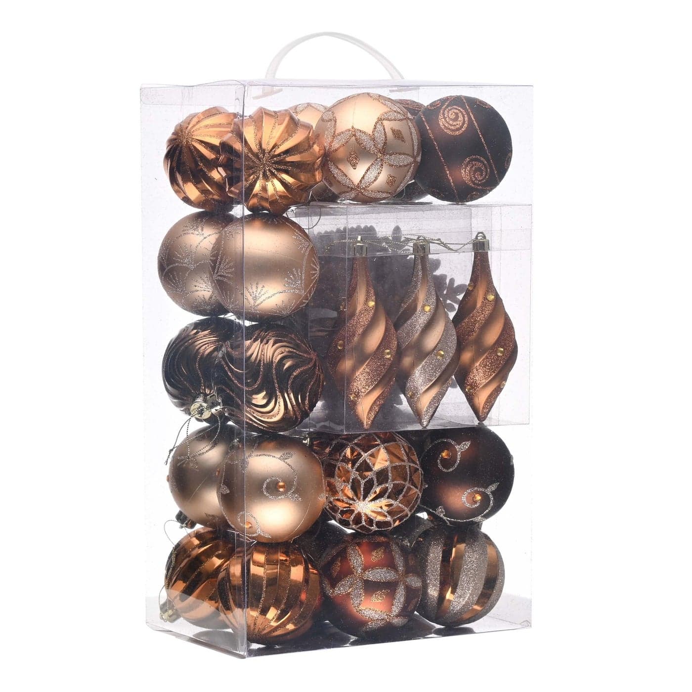 Valery Madelyn Christmas Tree Decorations Set for Fall Decor 40ct Bronze Copper and Gold Shatterproof Christmas Ball Ornaments Bulk Luxury Hanging Ornaments for Thanksgiving Autumn Harvest