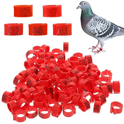 Qpets® 100 Pcs Bird Leg Rings- Numbered Bird Identification Leg Bands Poultry Leg Bands Clip on Leg Rings for Bantam Finch Dove Pigeons Lovebird Coturnix Quail