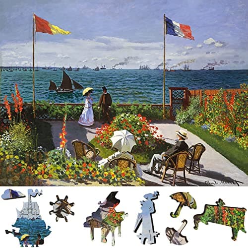 Wooden Jigsaw Puzzle for Adults Uniquely Shaped Pieces Made in The USA by FoxSmartBox 205 Pieces The Garden at SainteAdresse